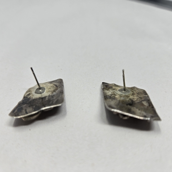 Cowgirl Western Silver Pierced Earrings With Moon Stone Ornate Structure Rodeo - Picture 5 of 10